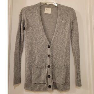 Abercrombie Kids Light Gray Knit Button Front Cardigan Oversized Sweater Size L